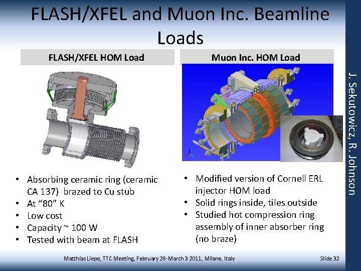 FLASH/XFEL and Muon Inc. Beamline Loads FLASH/XFEL HOM Load • Modified version of Cornell