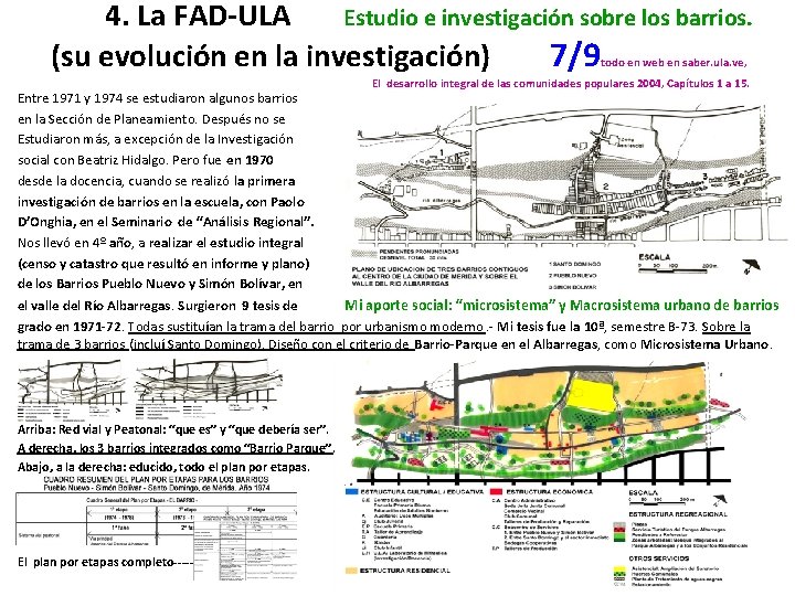 4. La FAD‐ULA Estudio e investigación sobre los barrios. (su evolución en la investigación)