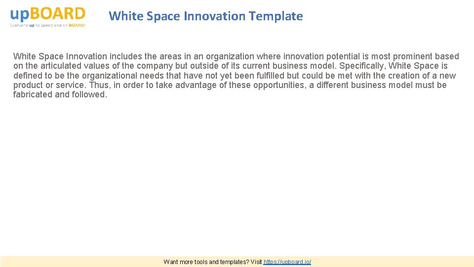 White Space Innovation Template White Space Innovation includes the areas in an organization where