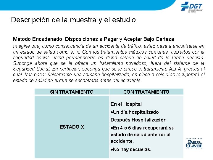 Descripción de la muestra y el estudio Método Encadenado: Disposiciones a Pagar y Aceptar