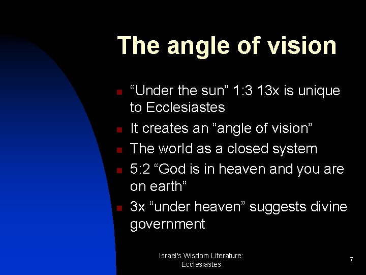 The angle of vision n n “Under the sun” 1: 3 13 x is