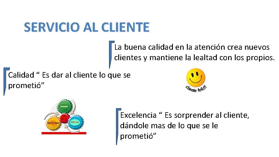 SERVICIO AL CLIENTE La buena calidad en la atención crea nuevos clientes y mantiene