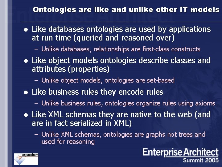 Enterprise Architecture in SOA Models and Methodologies Going