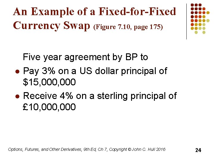 An Example of a Fixed-for-Fixed Currency Swap (Figure 7. 10, page 175) Five year