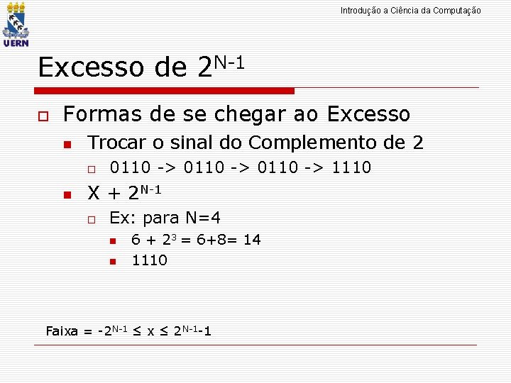 Introdução a Ciência da Computação Excesso de 2 N-1 Formas de se chegar ao