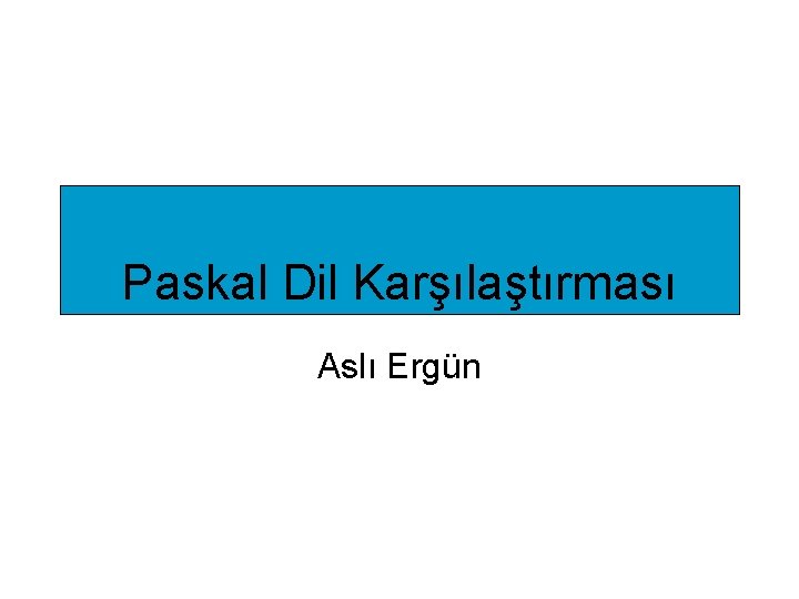 Paskal Dil Karşılaştırması Aslı Ergün 