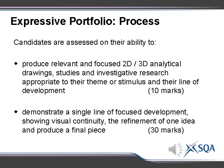 Expressive Portfolio: Process Candidates are assessed on their ability to: w produce relevant and Expressive Portfolio: Process Candidates are assessed on their ability to: w produce relevant and