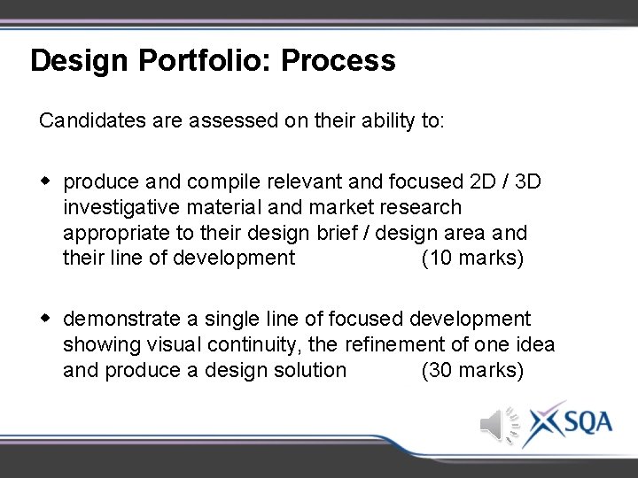 Design Portfolio: Process Candidates are assessed on their ability to: w produce and compile Design Portfolio: Process Candidates are assessed on their ability to: w produce and compile