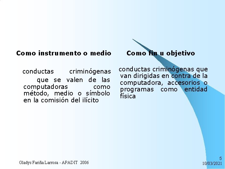 Como instrumento o medio conductas criminógenas que se valen de las computadoras como método,