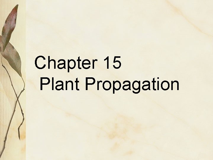 Chapter 15 Plant Propagation 