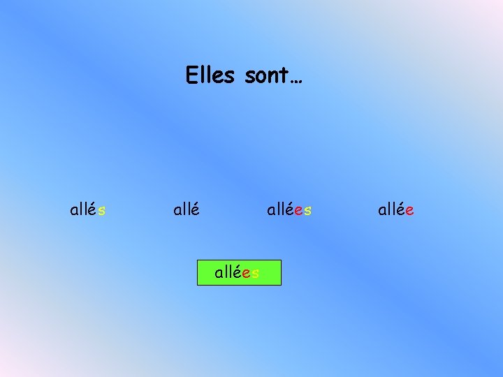 Elles sont… allés allées allée 