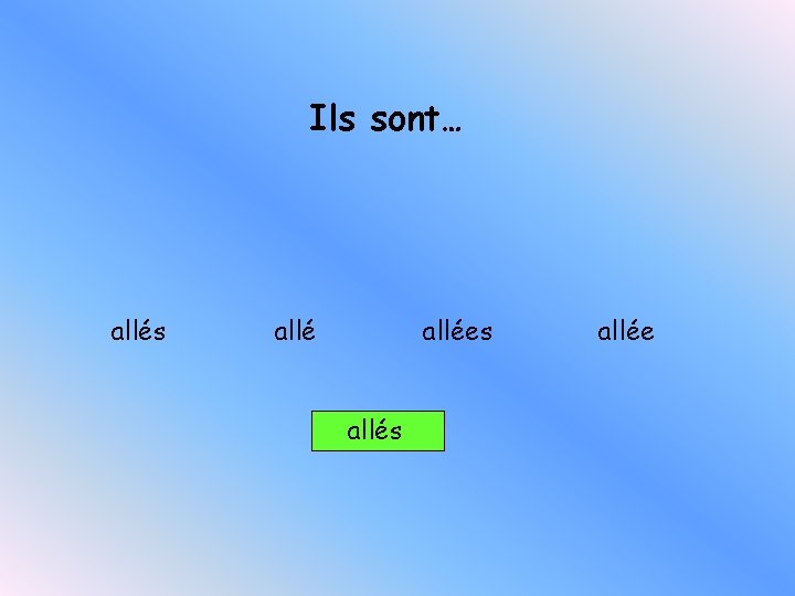 Ils sont… allés allées allée 