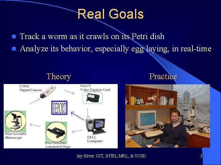 Real Goals Track a worm as it crawls on its Petri dish l Analyze