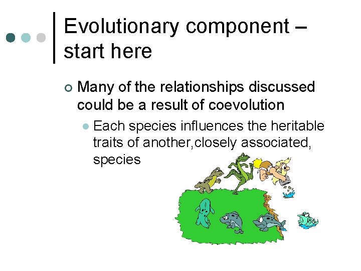 Evolutionary component – start here ¢ Many of the relationships discussed could be a Evolutionary component – start here ¢ Many of the relationships discussed could be a