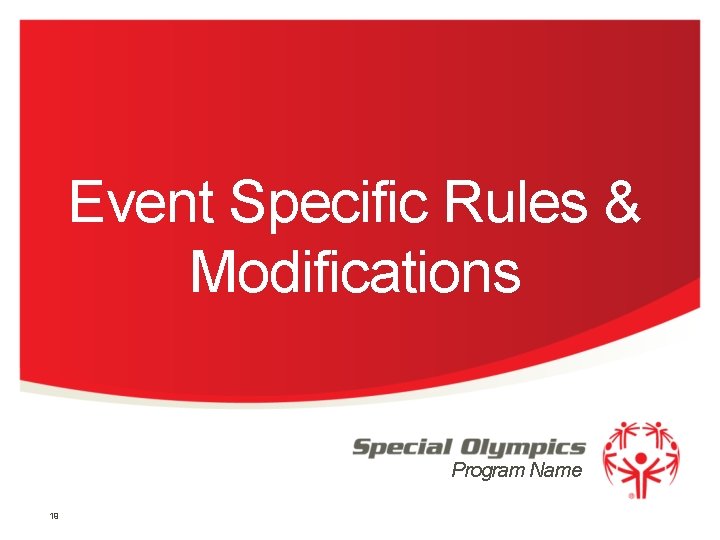 Event Specific Rules & Modifications Program Name 19 Event Specific Rules & Modifications Program Name 19