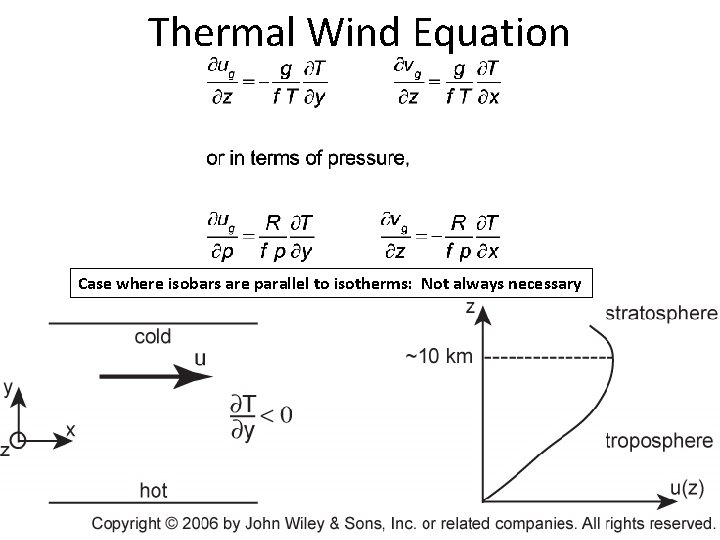 Thermal Wind Equation Case where isobars are parallel to isotherms: Not always necessary 