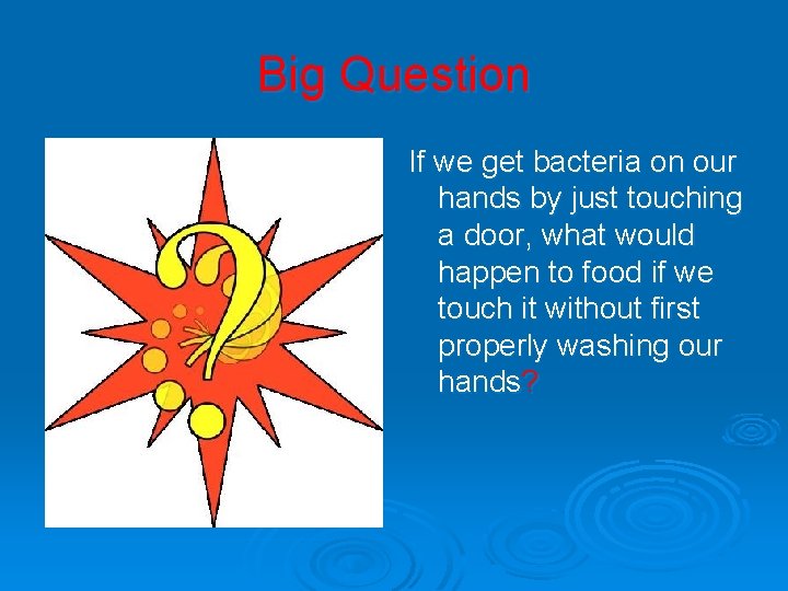 Big Question If we get bacteria on our hands by just touching a door,