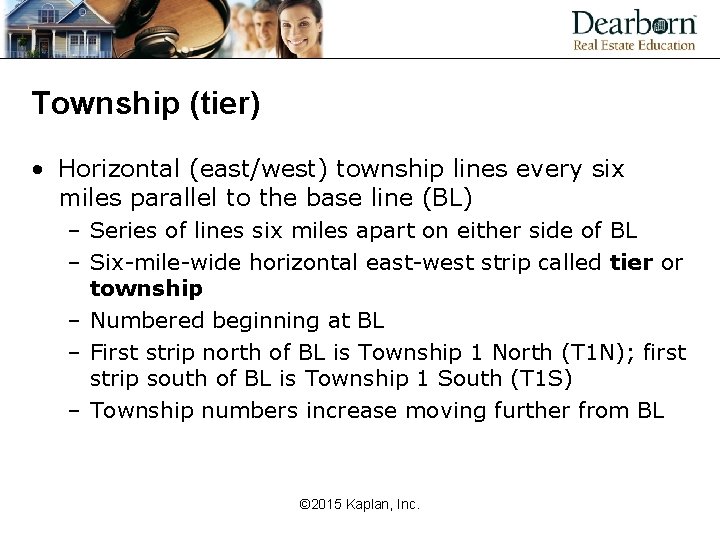 Township (tier) • Horizontal (east/west) township lines every six miles parallel to the base