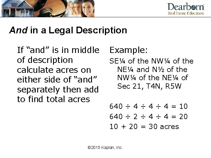 And in a Legal Description If “and” is in middle of description calculate acres