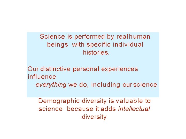 Science is performed by real human beings with specific individual histories. Our distinctive personal
