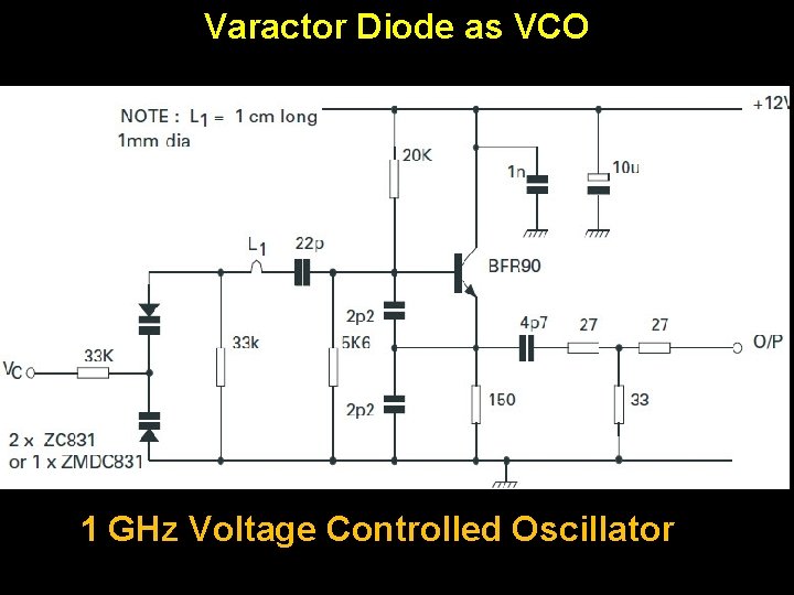 Varactor Diode as VCO 1 GHz Voltage Controlled Oscillator 