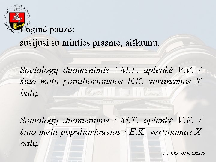 Loginė pauzė: susijusi su minties prasme, aiškumu. Sociologų duomenimis / M. T. aplenkė V.