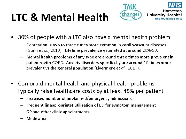 LTC & Mental Health • 30% of people with a LTC also have a