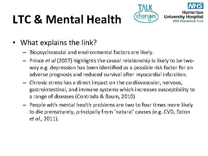 LTC & Mental Health • What explains the link? – Biopsychosocial and environmental factors