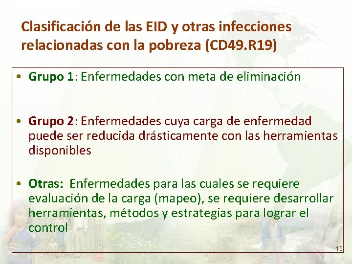 Clasificación de las EID y otras infecciones relacionadas con la pobreza (CD 49. R