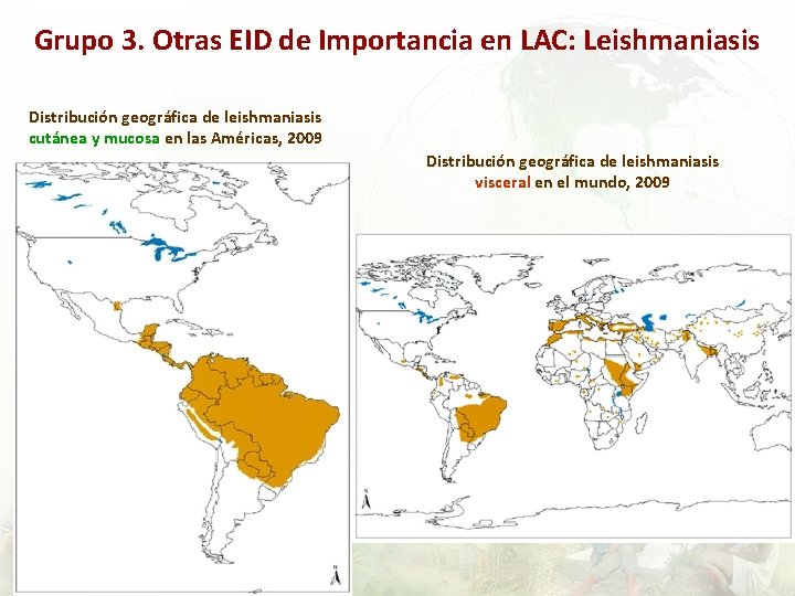 Grupo 3. Otras EID de Importancia en LAC: Leishmaniasis Distribución geográfica de leishmaniasis cutánea