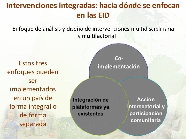 Intervenciones integradas: hacia dónde se enfocan en las EID Enfoque de análisis y diseño