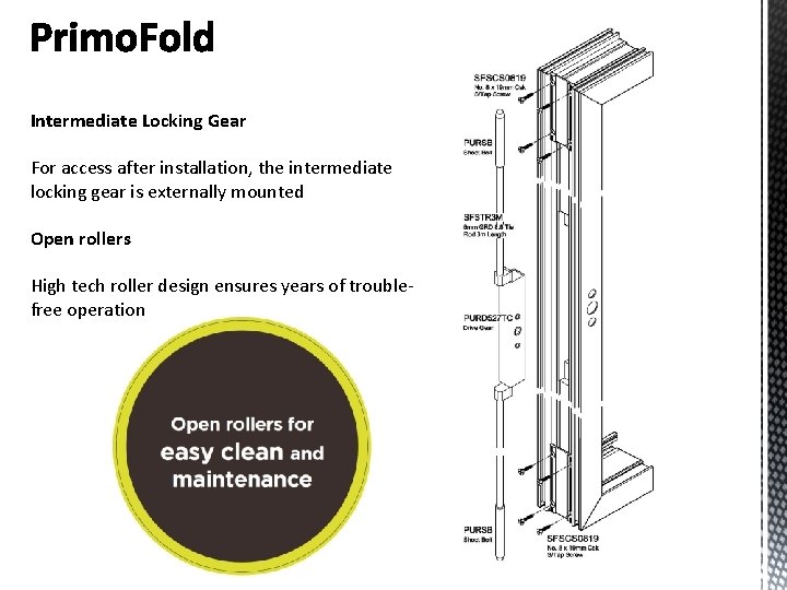 Intermediate Locking Gear For access after installation, the intermediate locking gear is externally mounted Intermediate Locking Gear For access after installation, the intermediate locking gear is externally mounted