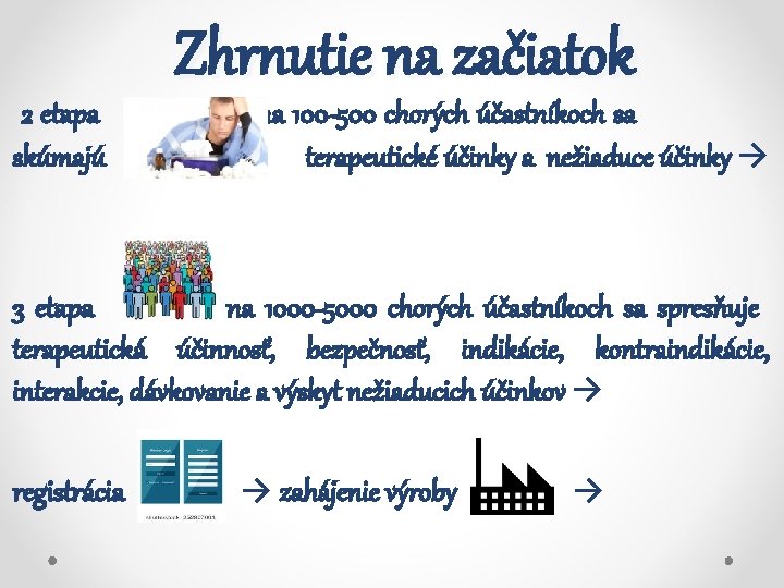 Zhrnutie na začiatok 2 etapa na 100 -500 chorých účastníkoch sa skúmajú terapeutické účinky