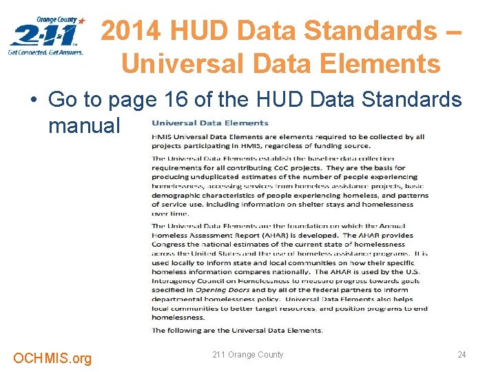 2014 HUD Data Standards – Universal Data Elements • Go to page 16 of