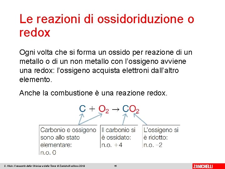 Le reazioni di ossidoriduzione o redox Ogni volta che si forma un ossido per