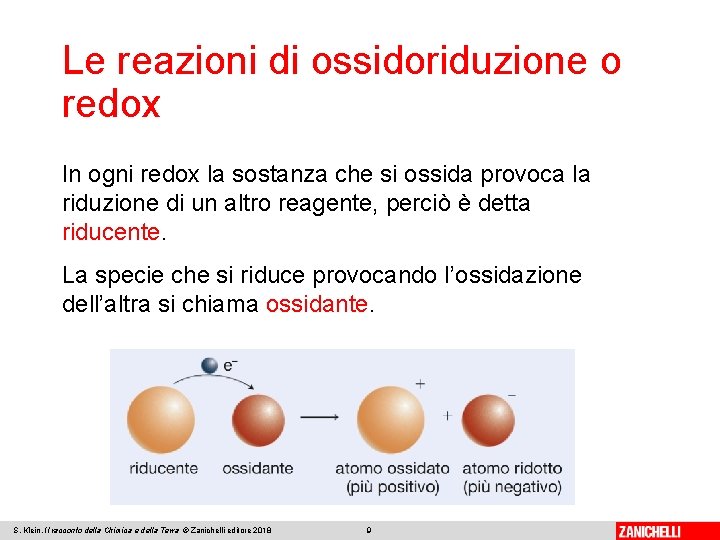 Le reazioni di ossidoriduzione o redox In ogni redox la sostanza che si ossida