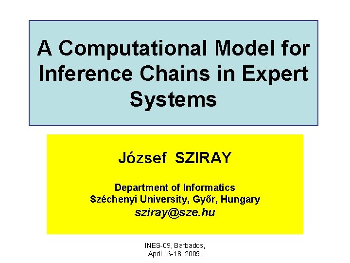 A Computational Model for Inference Chains in Expert