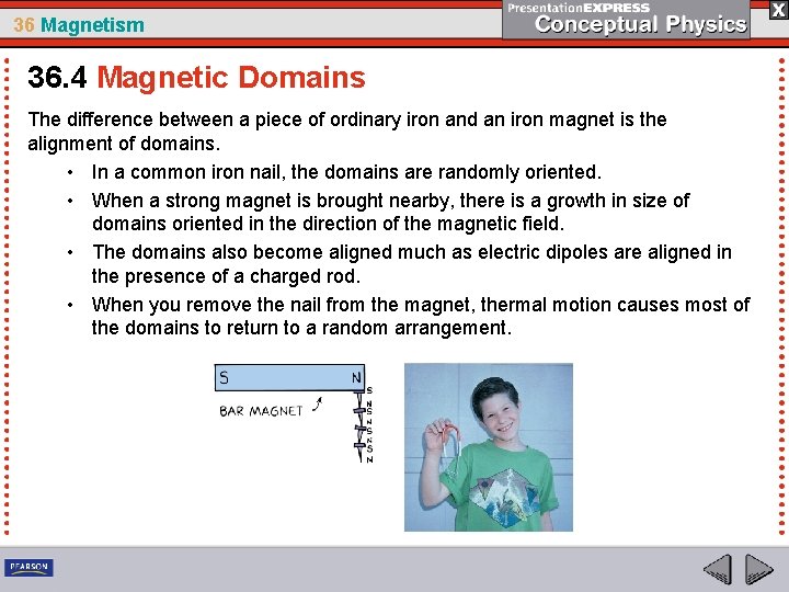 36 Magnetism 36. 4 Magnetic Domains The difference between a piece of ordinary iron