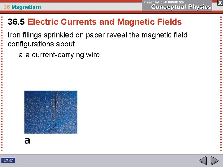 36 Magnetism 36. 5 Electric Currents and Magnetic Fields Iron filings sprinkled on paper