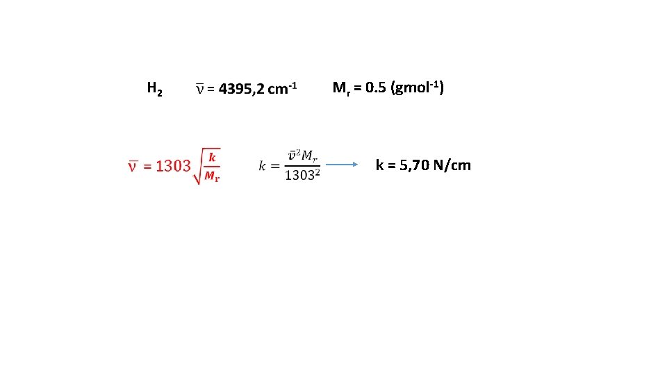 H 2 Mr = 0. 5 (gmol-1) k = 5, 70 N/cm 