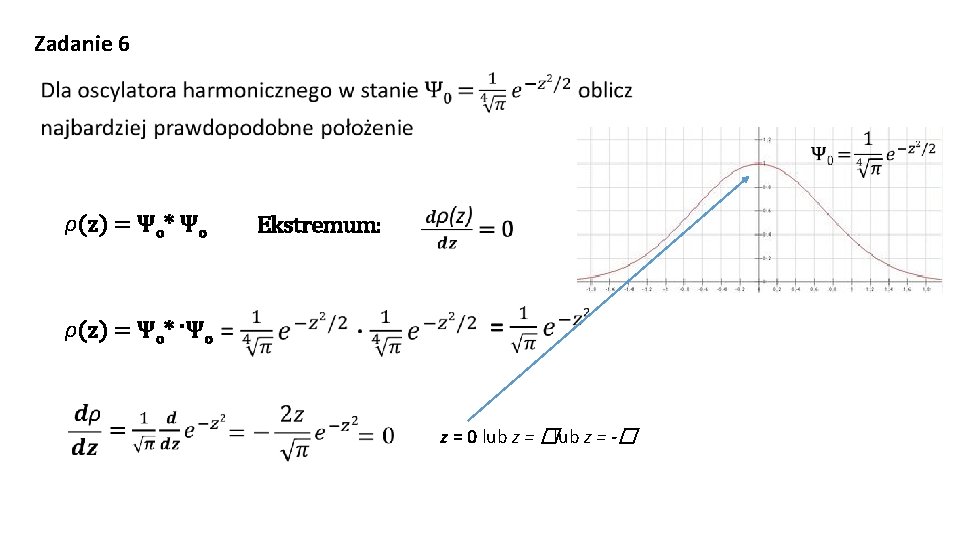 Zadanie 6 ρ(z) = Ψo* Ψo ρ(z) = Ψo* ·Ψo Ekstremum: z = 0