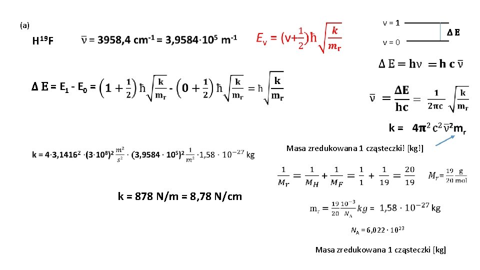 v = 1 (a) H 19 F ΔE v = 0 = Δ E