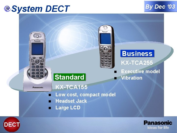 By Dec ‘ 03 System DECT Business KX-TCA 255 Standard Executive model n Vibration