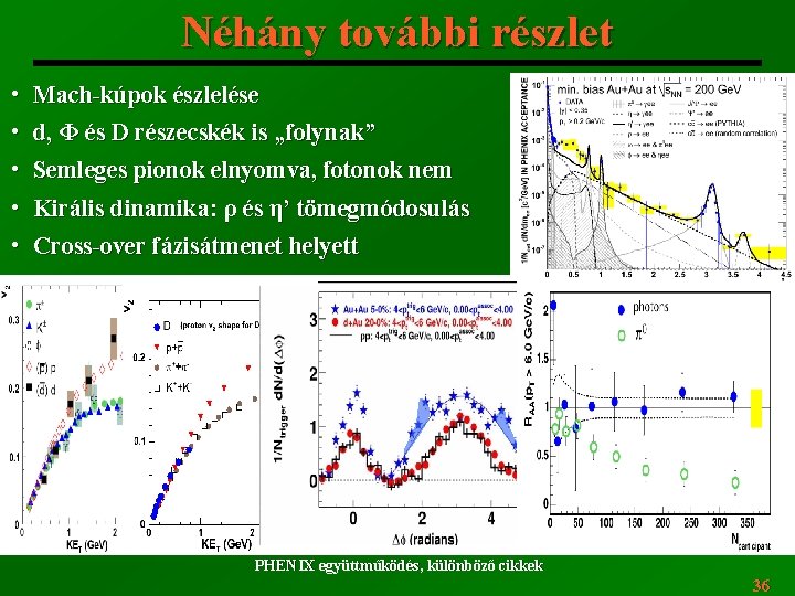 Néhány további részlet • Mach-kúpok észlelése • d, Φ és D részecskék is „folynak”