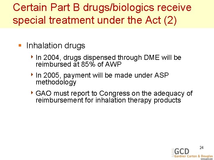 Certain Part B drugs/biologics receive special treatment under the Act (2) § Inhalation drugs