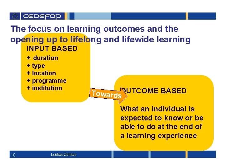 The focus on learning outcomes and the opening up to lifelong and lifewide learning