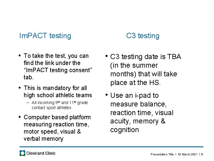 Im. PACT testing • To take the test, you can find the link under