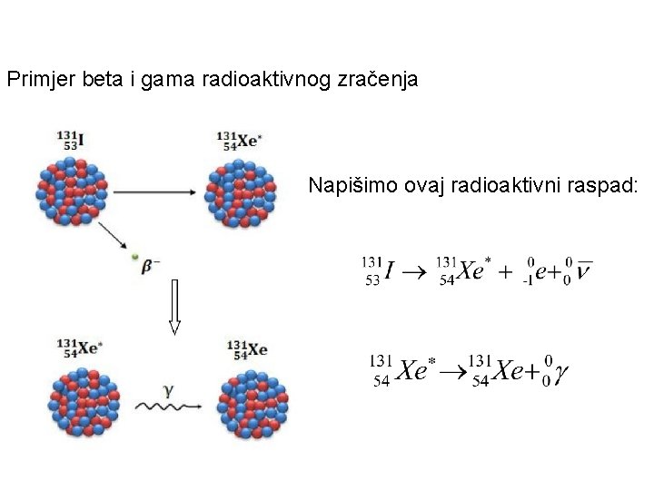 Primjer beta i gama radioaktivnog zračenja Napišimo ovaj radioaktivni raspad: 