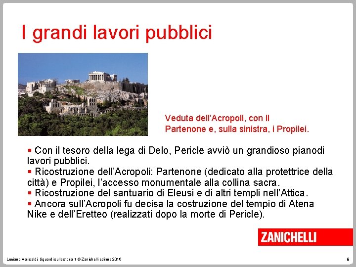 I grandi lavori pubblici Veduta dell’Acropoli, con il Partenone e, sulla sinistra, i Propilei.