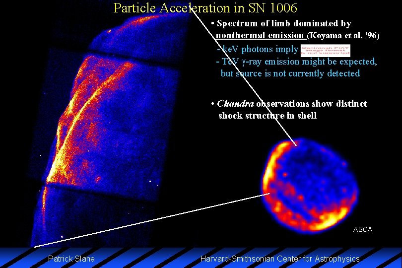 Particle Acceleration in SN 1006 • Spectrum of limb dominated by nonthermal emission (Koyama